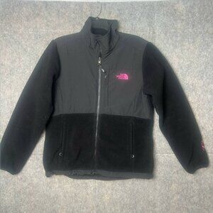 The North Face Women Size Large Pink Ribbon Denali 2 Full Zip black Jacket